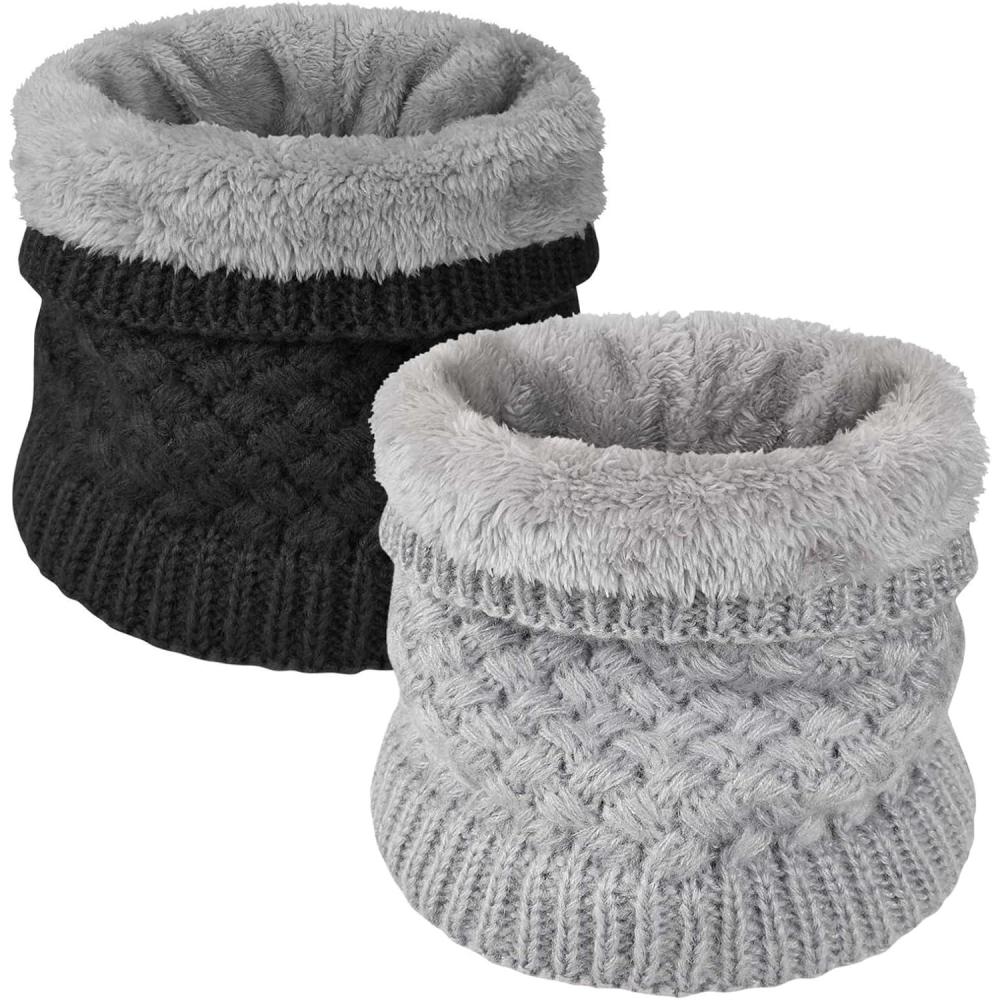 imageYuson Girl Hiver Col charpe Chauffant Tour De Cou Tricot Avec Doubl Polaire Chaud CacheCol pais Foulard Tube charpe Ronde Pour Femme HommeA