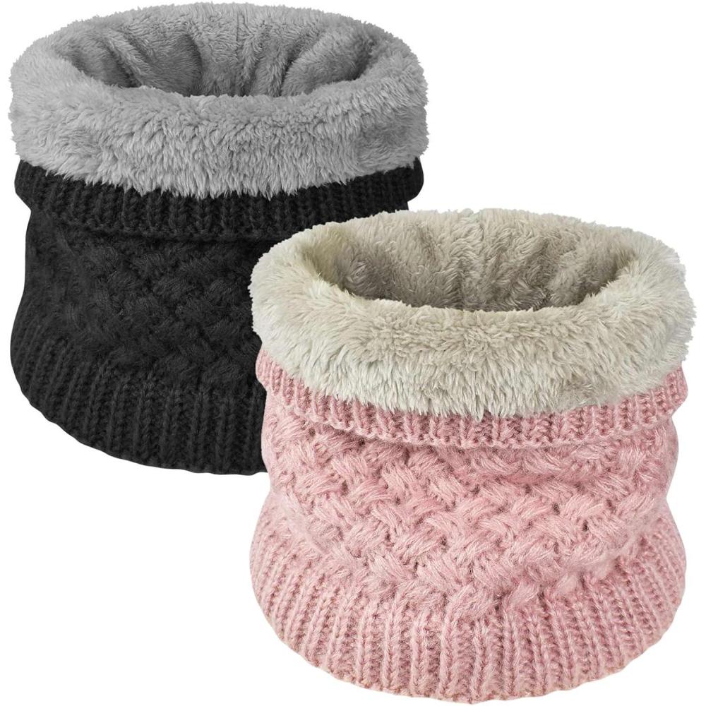 imageYuson Girl Hiver Col charpe Chauffant Tour De Cou Tricot Avec Doubl Polaire Chaud CacheCol pais Foulard Tube charpe Ronde Pour Femme HommeB