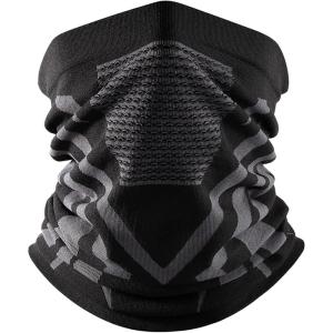 1 Pcs Cache Cou Sport Respirant,Demi-Masque Anti-Froid,Masque Tour de Cou Moto,Protection Du Visage En Polaire d&rsquo;Hiver,Prolongé Couvre-Visage Coupe-Vent,pour Ski,Snowboard,Randonnée,Vélo(Noir+gris)