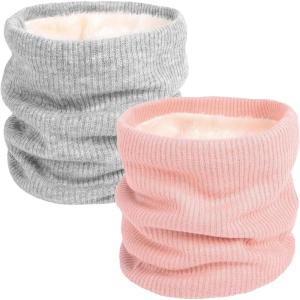 2 Pièces Tour de Cou pour Femme et Homme, Polaire Cache Cou, Gaiter Masque Cagoule Cache-Cou Hiver écharpe Coupe-Vent Ski Élastique Épais Snood pour Moto Ski Marche Course Voyage (Gris, Rose)
