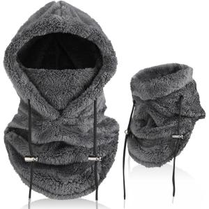 Cagoule d&rsquo;hiver en Polaire Chaud Homme Femme, Masque de Ski Bonnet Multifonction Coupe-Vent Thermique, Chapeau en Polaire avec Cache-Cou, pour Sports de Plein Air Cyclisme Randonnée Course(Gris foncé)