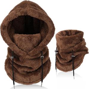 Cagoule d&rsquo;hiver en Polaire Chaud Homme Femme, Masque de Ski Bonnet Multifonction Coupe-Vent Thermique, Chapeau en Polaire avec Cache-Cou, pour Sports de Plein Air Cyclisme Randonnée Course(Brun)
