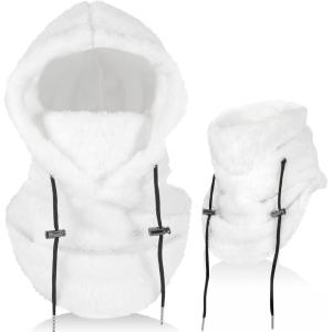 Cagoule d&rsquo;hiver en Polaire Chaud Homme Femme, Masque de Ski Bonnet Multifonction Coupe-Vent Thermique, Chapeau en Polaire avec Cache-Cou, pour Sports de Plein Air Cyclisme Randonnée Course(Blanc)