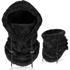 Cagoule d&rsquo;hiver en Polaire Chaud Homme Femme, Masque de Ski Bonnet Multifonction Coupe-Vent Thermique, Chapeau en Polaire avec Cache-Cou, pour Sports de Plein Air Cyclisme Randonnée Course(Noir)