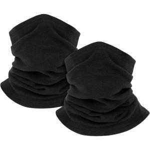 flintronic Cache Cou Elastique pour Homme et Femme, Tour de Cou Coupe-Vent et Respirant, Polaire Cache-Cou Écharpe, Respirante Vélo Masque Cache Couvre pour Sports Cyclisme Ski Randonnée(2# Noir*2)