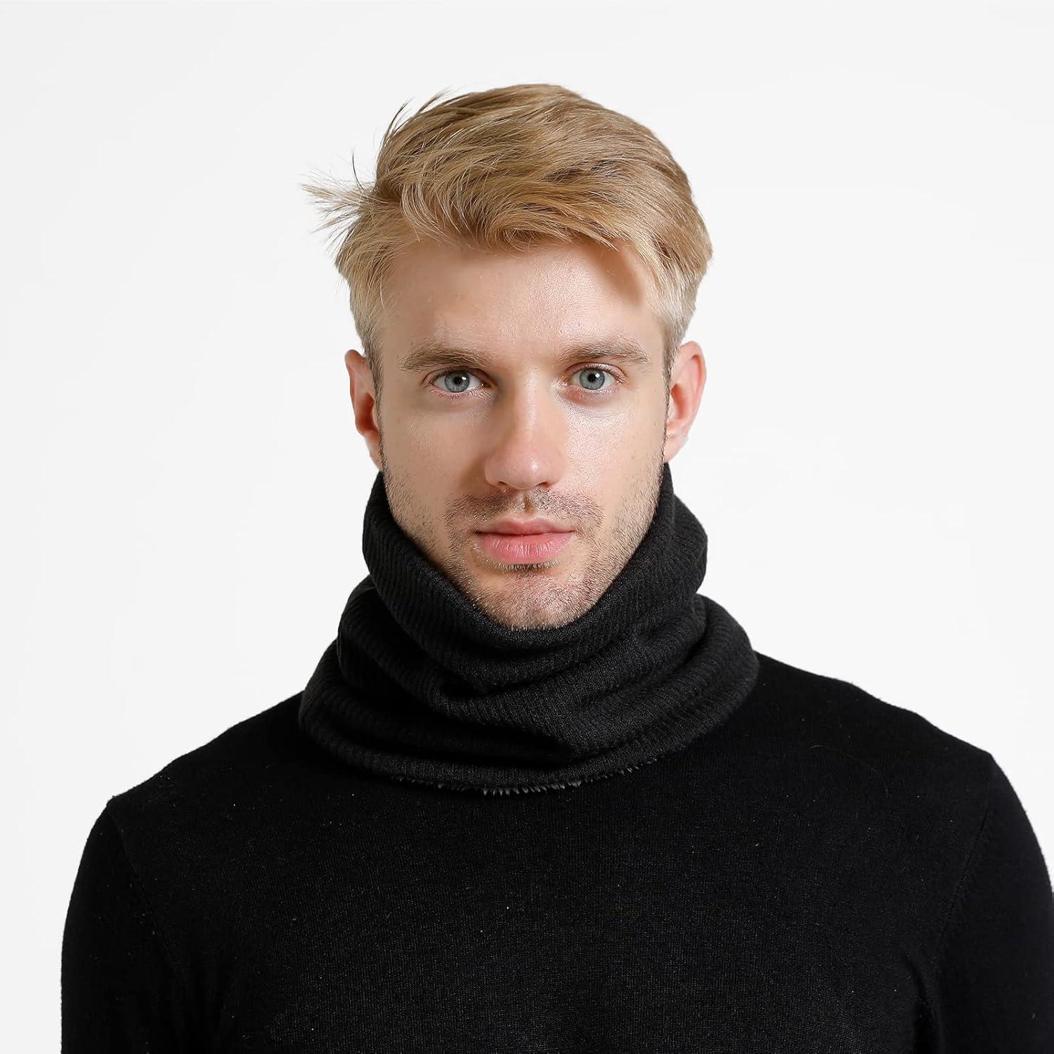 imagecharpe Hommes Hiver Tubulaire Foulard Ski Chaud Cache CouCou Hiver charpe Coupe Cagoule Cachelastique pais Doux Fleece Echarpe Hommes et FemmesCou Gaiter MasqueType12pcsnoir