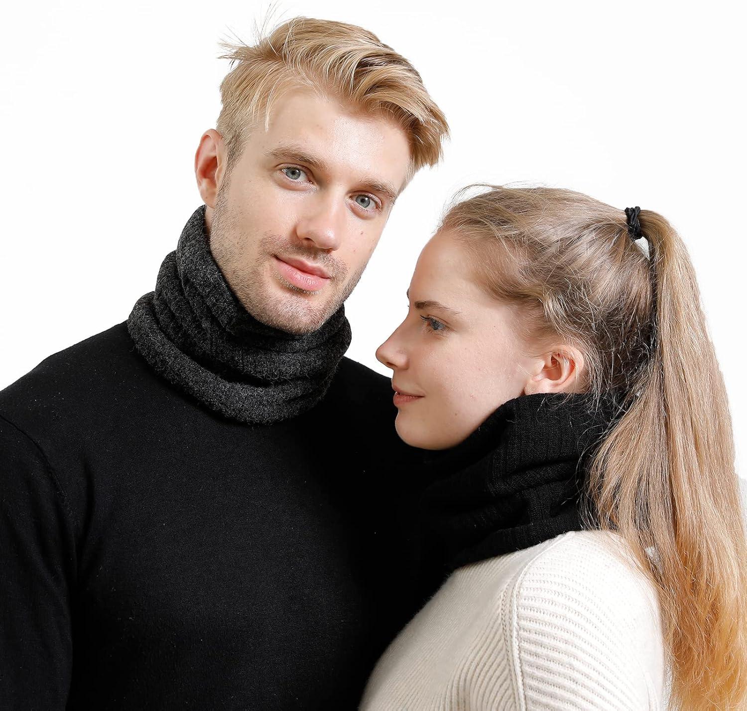 imagecharpe Hommes Hiver Tubulaire Foulard Ski Chaud Cache CouCou Hiver charpe Coupe Cagoule Cachelastique pais Doux Fleece Echarpe Hommes et FemmesCou Gaiter MasqueType12pcsnoir