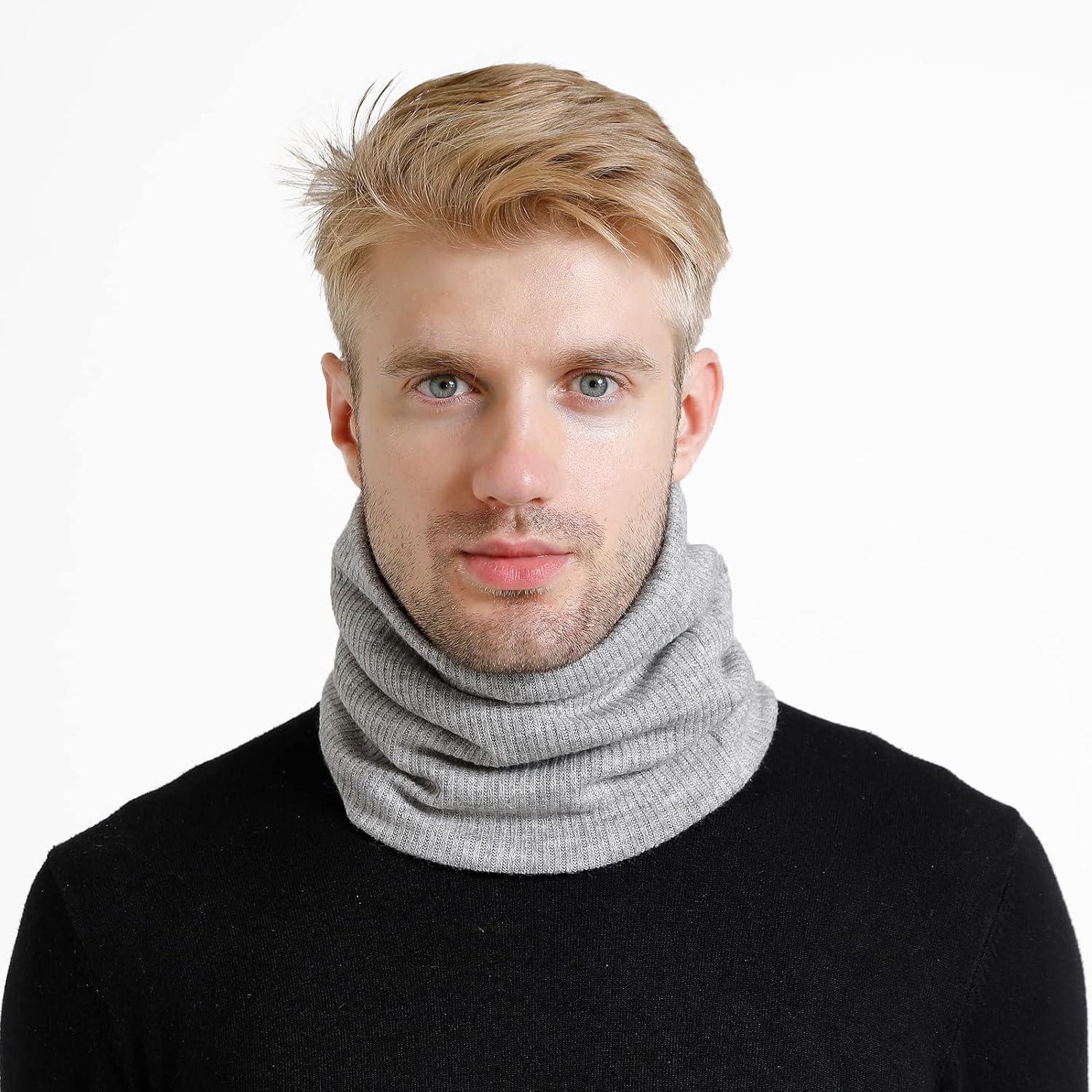 imagecharpe Hommes Hiver Tubulaire Foulard Ski Chaud Cache CouCou Hiver charpe Coupe Cagoule Cachelastique pais Doux Fleece Echarpe Hommes et FemmesCou Gaiter MasqueType1gris Clair