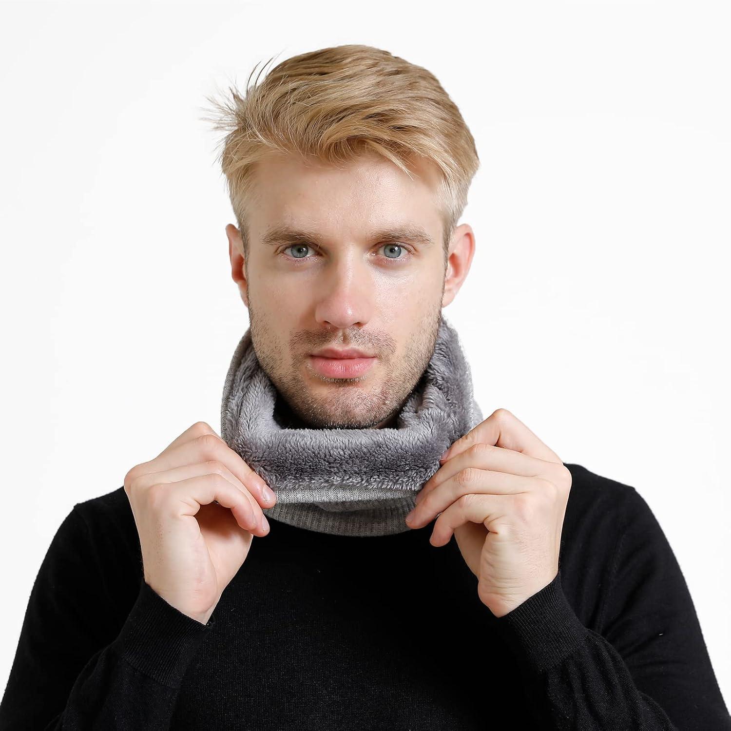 imagecharpe Hommes Hiver Tubulaire Foulard Ski Chaud Cache CouCou Hiver charpe Coupe Cagoule Cachelastique pais Doux Fleece Echarpe Hommes et FemmesCou Gaiter MasqueType1gris Clair