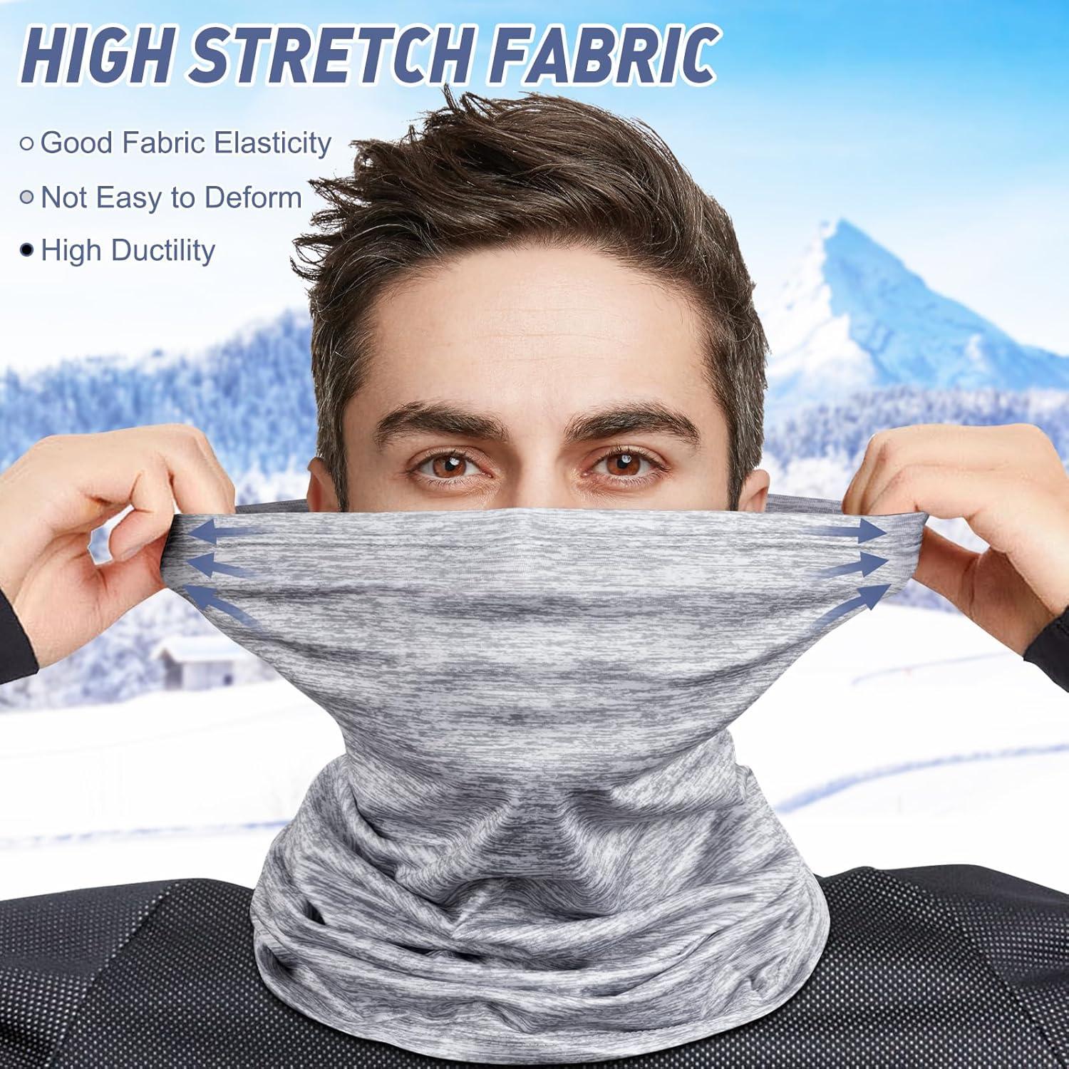 image2 Pices Cache Cou Moto CoupeVent Tour de Cou pour Homme et Femme Multifonction Bandana Elastique Tube Bandeaux Echarpe Cache Coup pour Ski Moto Vlo Course PiedGris Vert