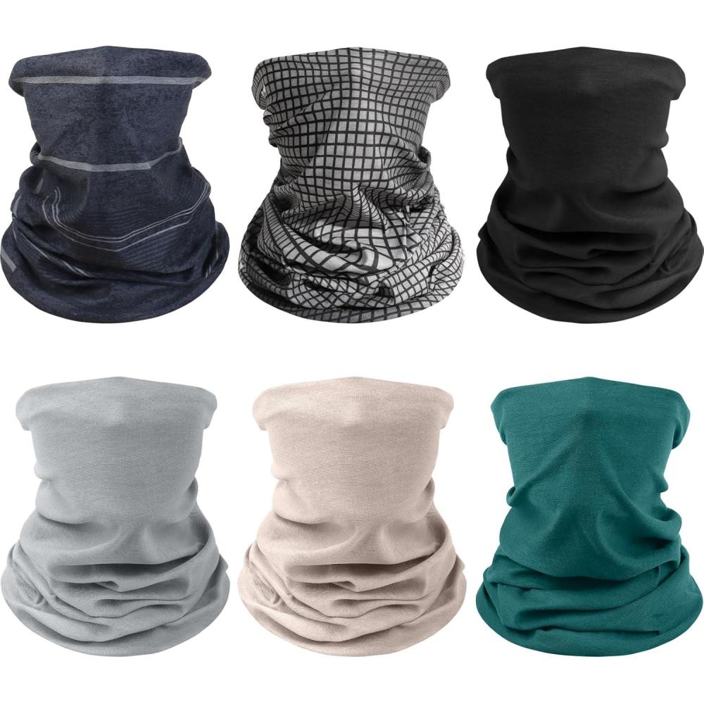 image6 PCS Bandana Multifonctions Cache cou HommeTour de Cou Homme Hiver et Femme  Schage Rapide Cache cou Moto Homme Cache Nez pour Sport Cyclisme Yoga Ski RandonneGris