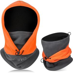 TAGVO Cagoule Coupe-Vent Masque De Ski Cagoule Polaire Thermique Hiver Utilisation Polyvalente Masque Unisexe Chaud ＆ Couvre-Visage Respirant Cache-Cou Épais pour Les Sports De Plein Air d&rsquo;hiver(1 pièce Gris/Orange)