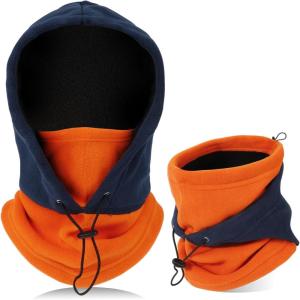 TAGVO Cagoule Coupe-Vent Masque De Ski Cagoule Polaire Thermique Hiver Utilisation Polyvalente Masque Unisexe Chaud ＆ Couvre-Visage Respirant Cache-Cou Épais pour Les Sports De Plein Air d&rsquo;hiver(1 pièce Marine/Orange)
