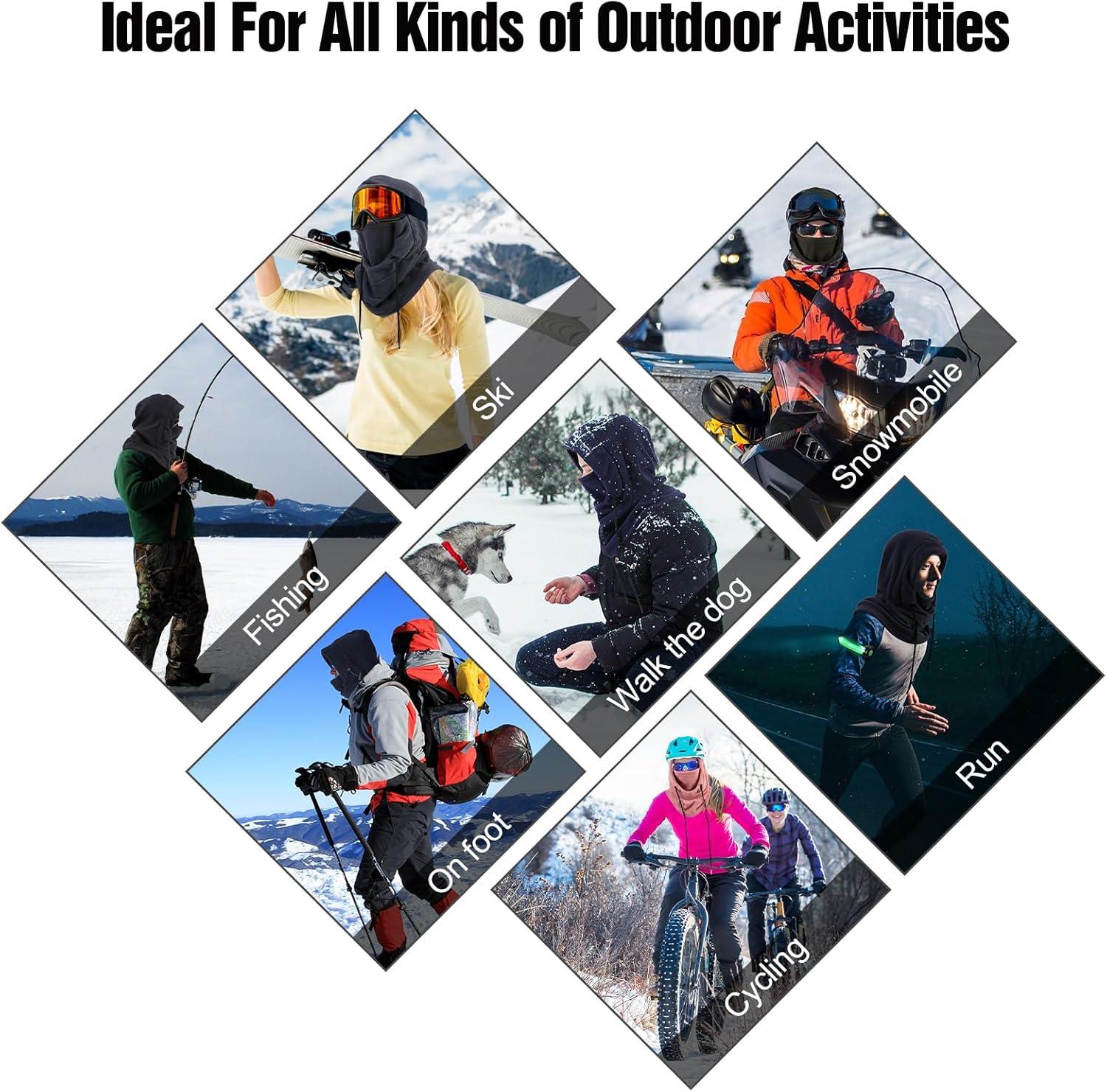 imageCagoule dhiver en Polaire Chaud Unisexe Masque de Ski CoupeVent Multifonctionnel Chapeau dhiver Thermique avec CacheCou pour Hommes Femmes la Course Pied Cyclisme Ski Sports de Plein AirVert arme