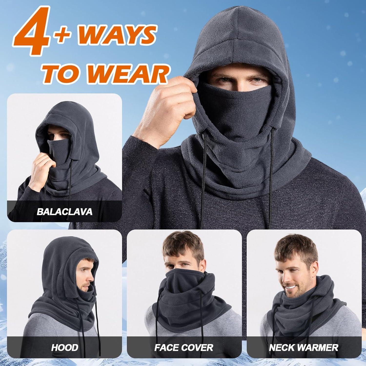 imageCagoule dhiver en Polaire Chaud Unisexe Masque de Ski CoupeVent Multifonctionnel Chapeau dhiver Thermique avec CacheCou pour Hommes Femmes la Course Pied Cyclisme Ski Sports de Plein AirVert arme