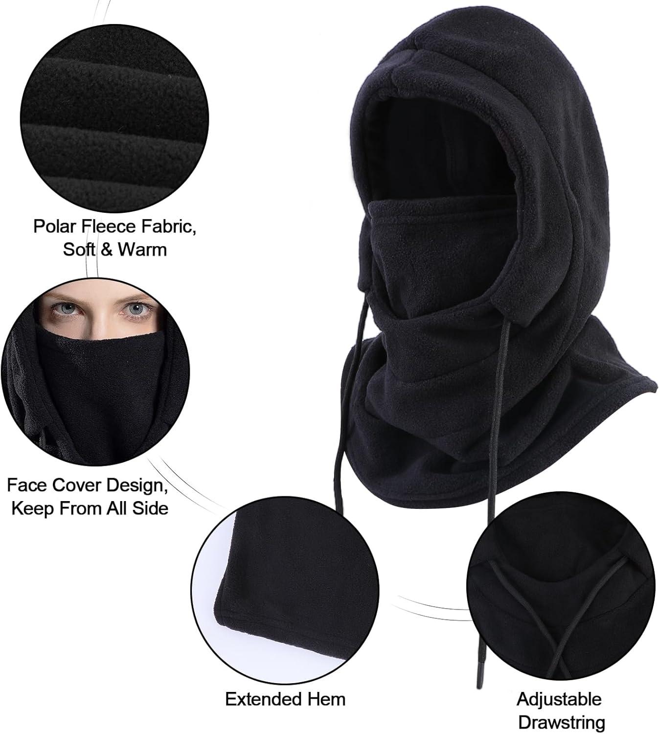 imageCagoule dhiver en Polaire Chaud Unisexe Masque de Ski CoupeVent Multifonctionnel Chapeau dhiver Thermique avec CacheCou pour Hommes Femmes la Course Pied Cyclisme Ski Sports de Plein AirVert arme