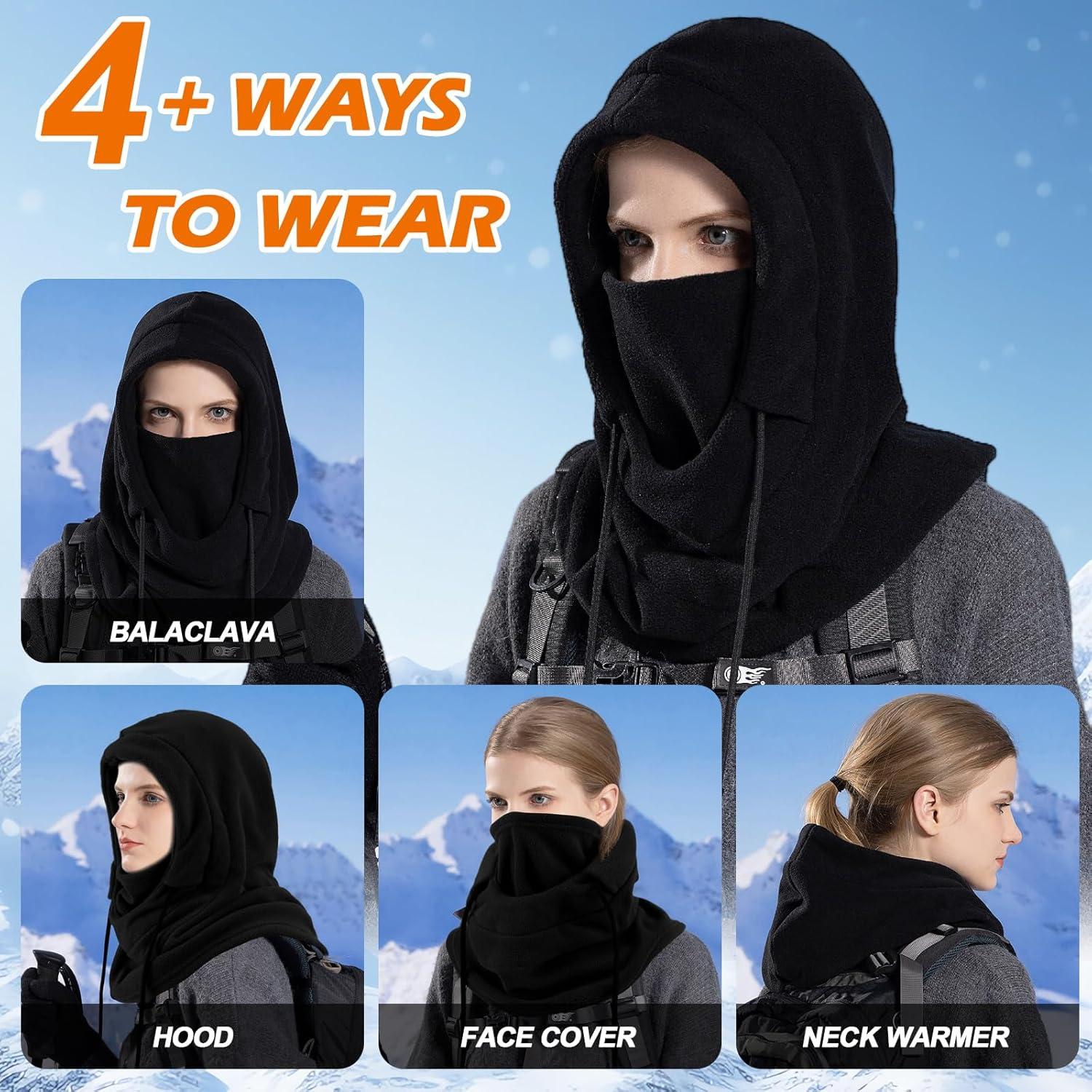 imageCagoule dhiver en Polaire Chaud Unisexe Masque de Ski CoupeVent Multifonctionnel Chapeau dhiver Thermique avec CacheCou pour Hommes Femmes la Course Pied Cyclisme Ski Sports de Plein AirVert arme