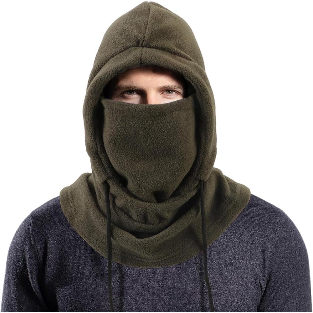 imageCagoule dhiver en Polaire Chaud Unisexe Masque de Ski CoupeVent Multifonctionnel Chapeau dhiver Thermique avec CacheCou pour Hommes Femmes la Course Pied Cyclisme Ski Sports de Plein AirVert arme