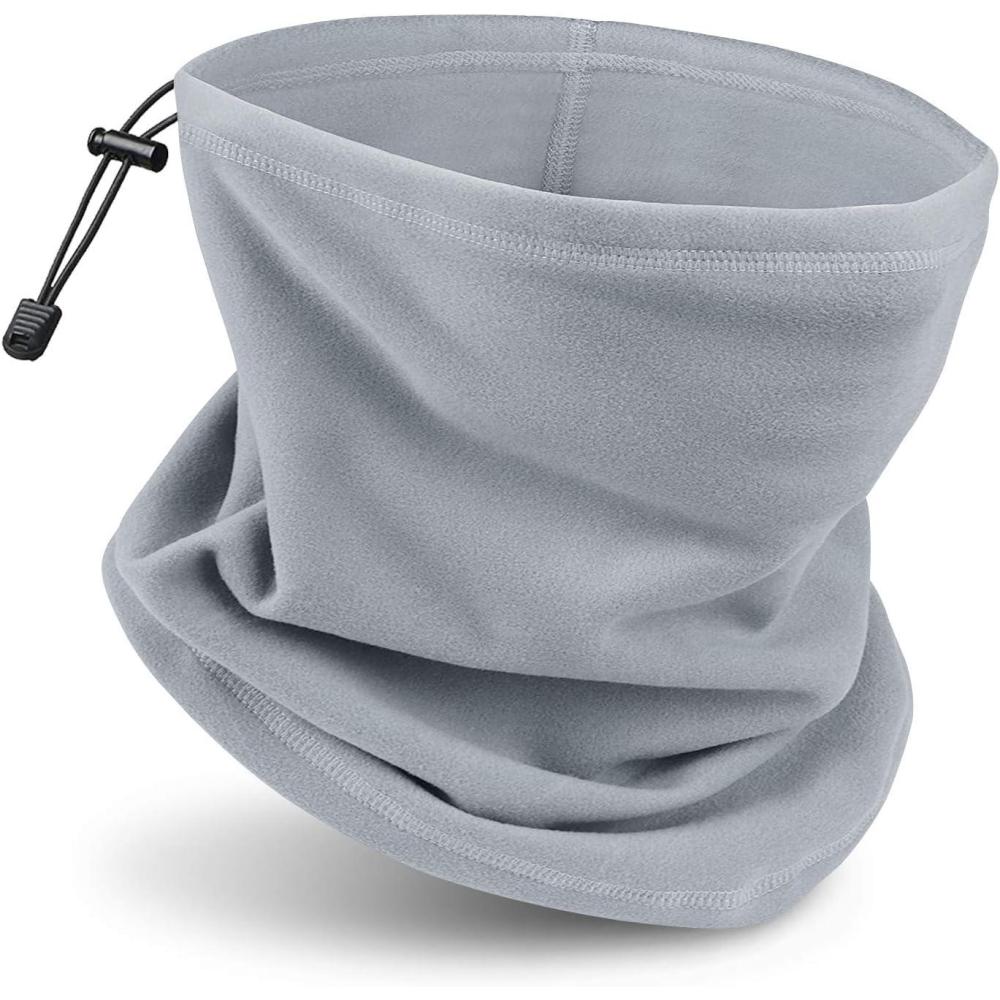 imageJEEZAO Cache Cou Chaude Tube charpe Fleece pour Femme Homme Hiver Multifonction Bandeau CoupeVent Bandeau pour Ski Moto CyclismeGris