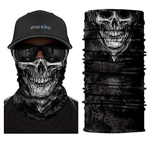imageShopINess Tour de Cou Crne 3D avec Doublure Polaire Cachecou Moto Ski Snowboard et Sports dHiver UnisexeCrne Blanc