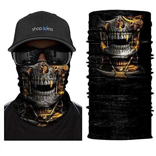 imageShopINess Tour de Cou Crne 3D avec Doublure Polaire Cachecou Moto Ski Snowboard et Sports dHiver UnisexeCrne Or