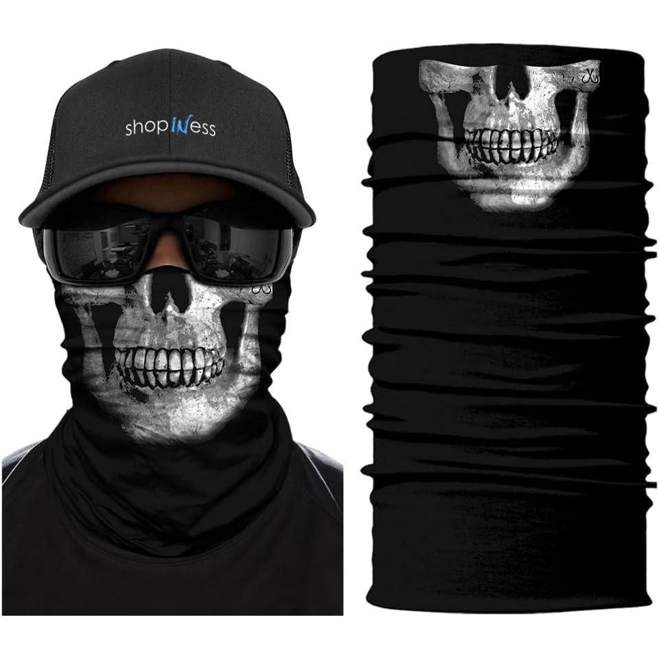 imageShopINess Tour de Cou Crne 3D avec Doublure Polaire Cachecou Moto Ski Snowboard et Sports dHiver UnisexeCrne Os