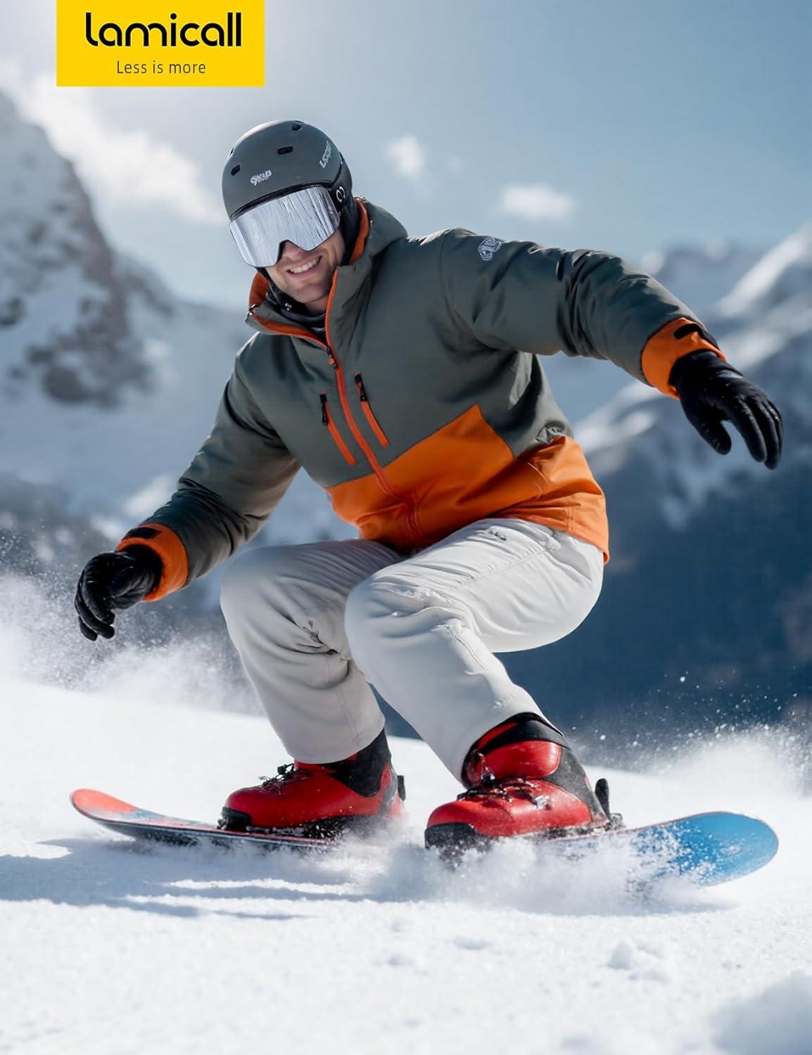 imageLamicall Lunettes de Ski Homme Masque Ski OTG Ultra HD ampamp AntiBue Brevet Lunettes Snowboard Polaris pour Femme ampamp Homme UV400 Protection Sangle Rglable Ski Goggles Femme pour Sports HiverNoirDore VLT 11