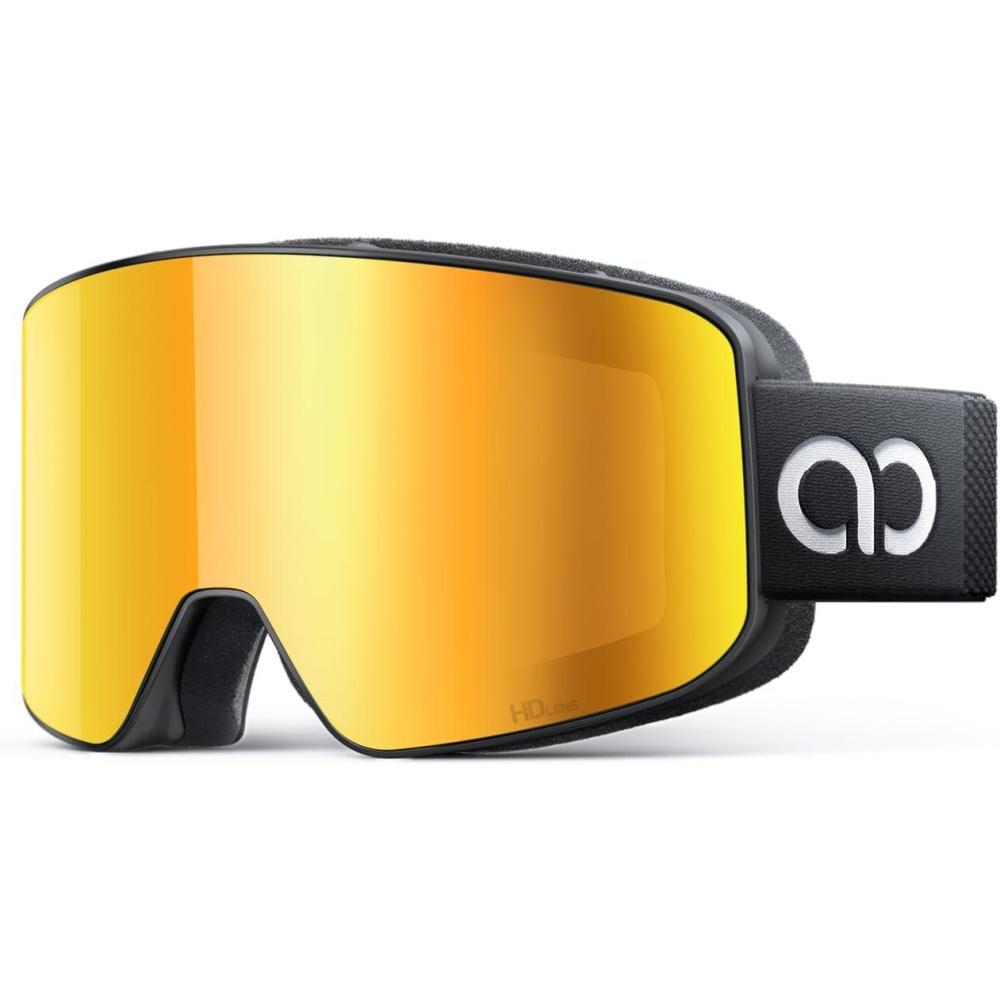 imageLamicall Lunettes de Ski Homme Masque Ski OTG Ultra HD ampamp AntiBue Brevet Lunettes Snowboard Polaris pour Femme ampamp Homme UV400 Protection Sangle Rglable Ski Goggles Femme pour Sports HiverNoirDore VLT 11
