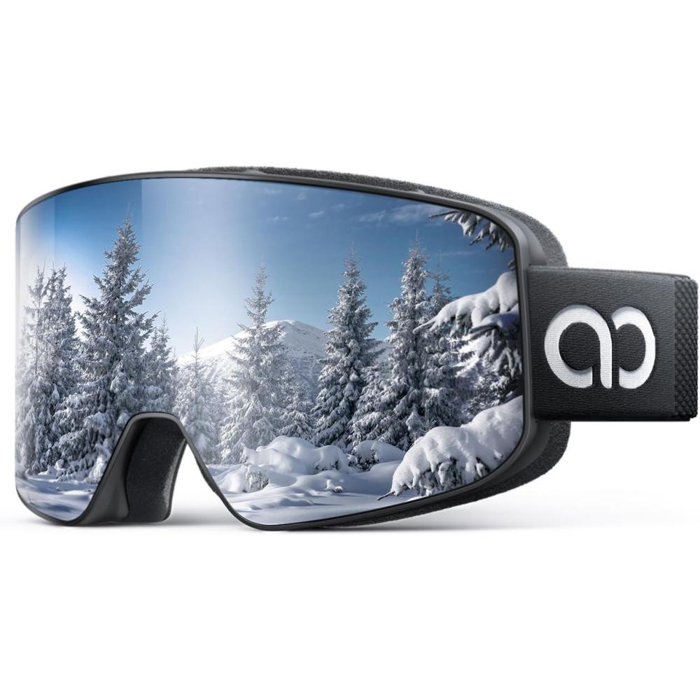 imageLamicall Lunettes de Ski Homme Masque Ski OTG Ultra HD ampamp AntiBue Brevet Lunettes Snowboard Polaris pour Femme ampamp Homme UV400 Protection Sangle Rglable Ski Goggles Femme pour Sports HiverNoirArgent VLT 8