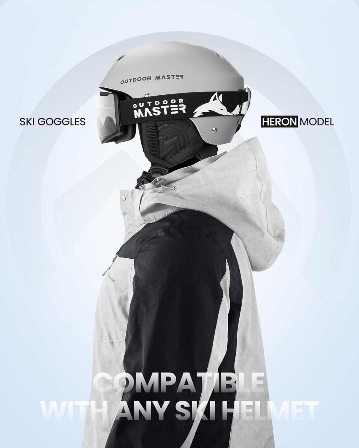 imageOutdoorMaster Heron Lunettes de ski 2 verres sans monture interchangeables magntiquement HD Toric Lens lunettes de snowboard OTG pour hommes ampamp femmes 100 protection UV Snow GogglesOculaireClear Vlt 99