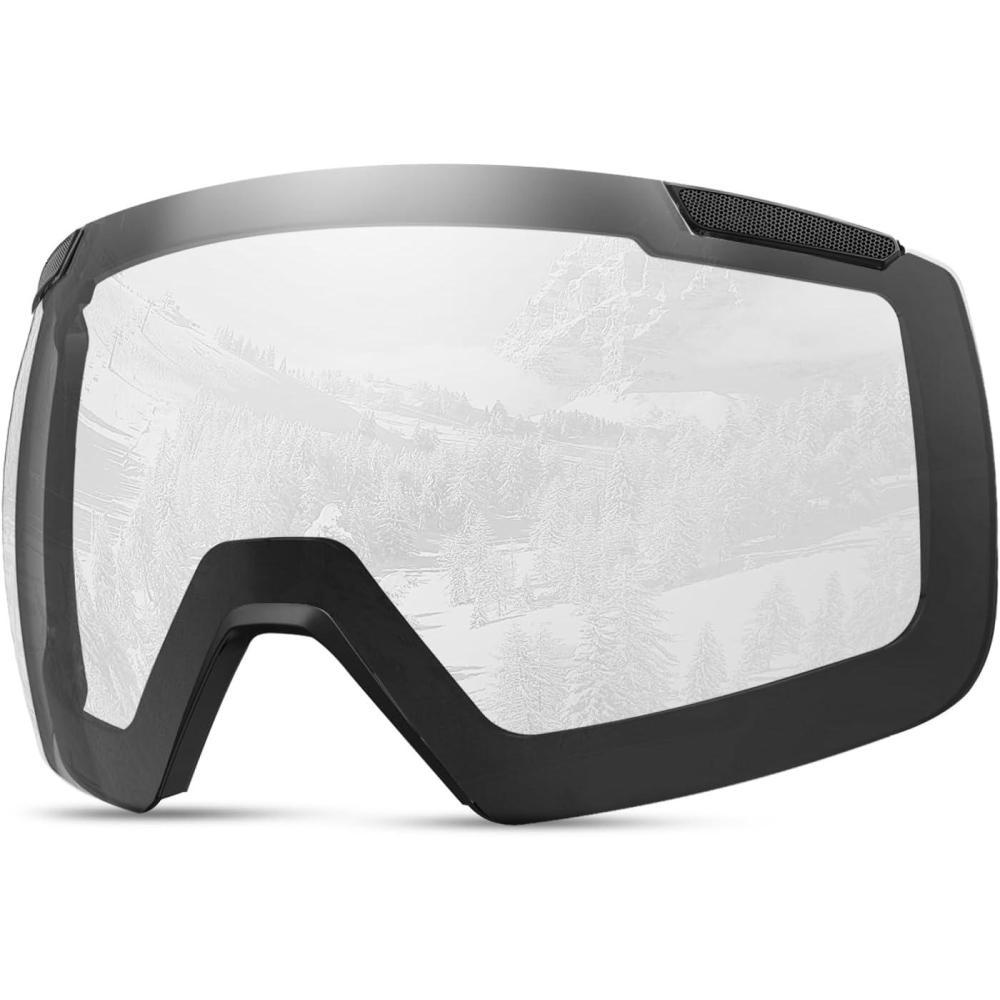 imageOutdoorMaster Heron Lunettes de ski 2 verres sans monture interchangeables magntiquement HD Toric Lens lunettes de snowboard OTG pour hommes ampamp femmes 100 protection UV Snow GogglesOculaireClear Vlt 99