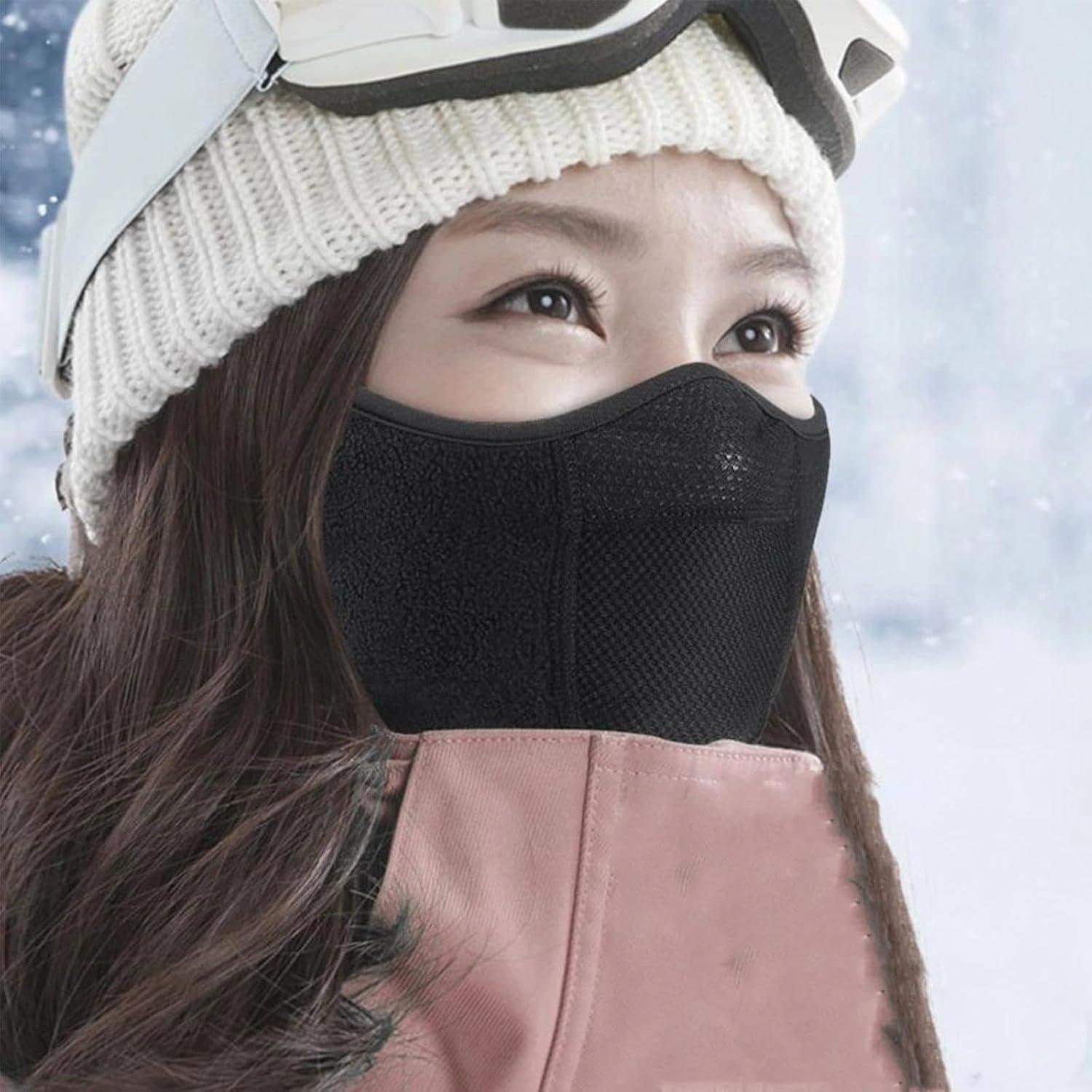 imageDemi Masque Coupe Vent Masque de Ski avec Cache Oreilles rglables pour Homme et Femme pour lhiver et la Course Pied pour Moto vlo Ski Snowboard randonne activits de Plein air