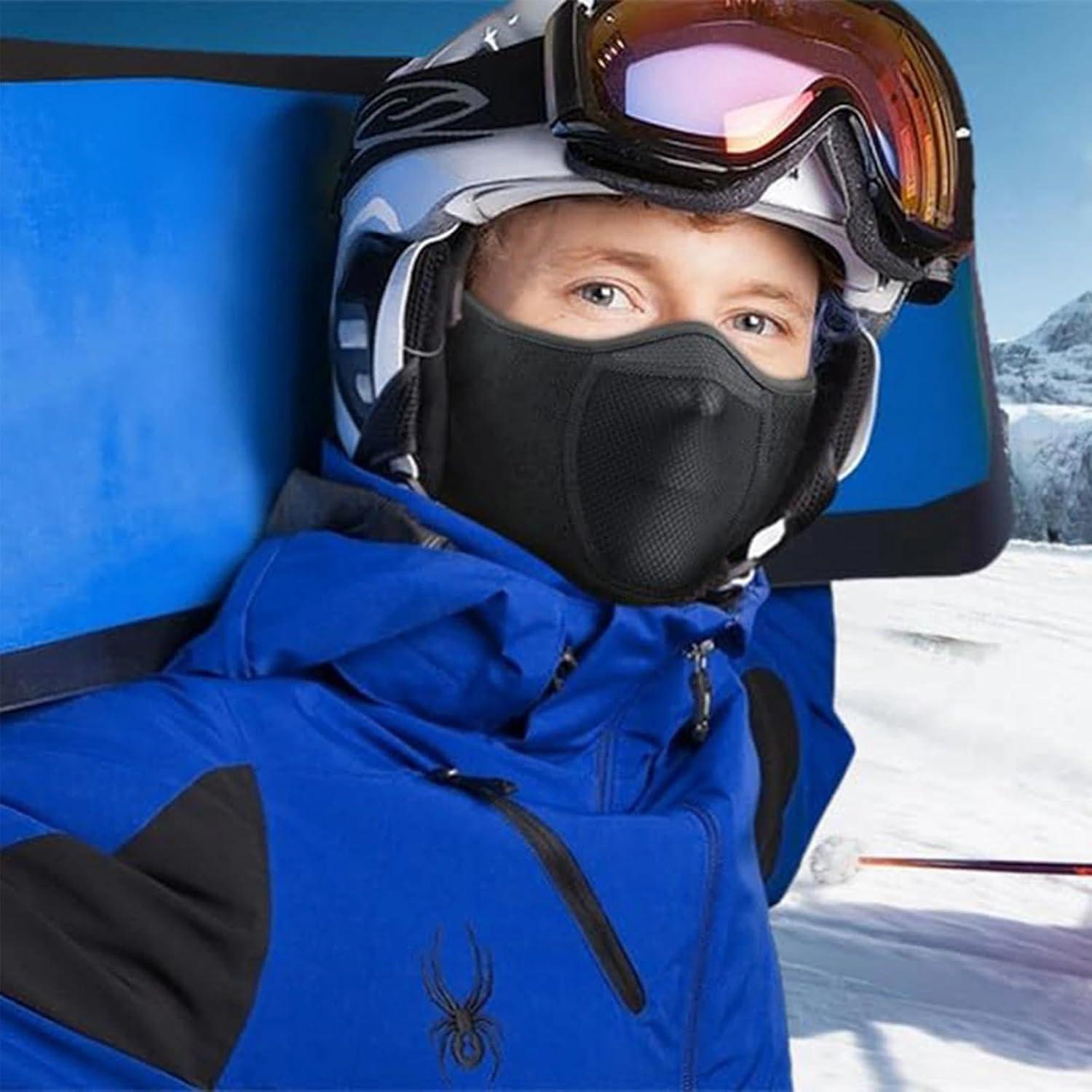 imageDemi Masque Coupe Vent Masque de Ski avec Cache Oreilles rglables pour Homme et Femme pour lhiver et la Course Pied pour Moto vlo Ski Snowboard randonne activits de Plein air