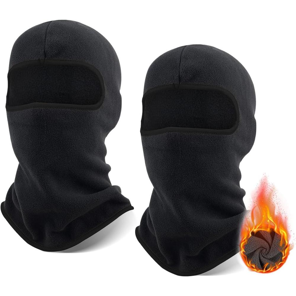 image2 Pices Cagoule Moto Polaire Balaclava Hiver Masque De Ski CoupeVent Cagoule Multifonction Chaud CouvreVisage Respirant pour Homme Femme Masque CacheCou pour la Cyclisme Noir