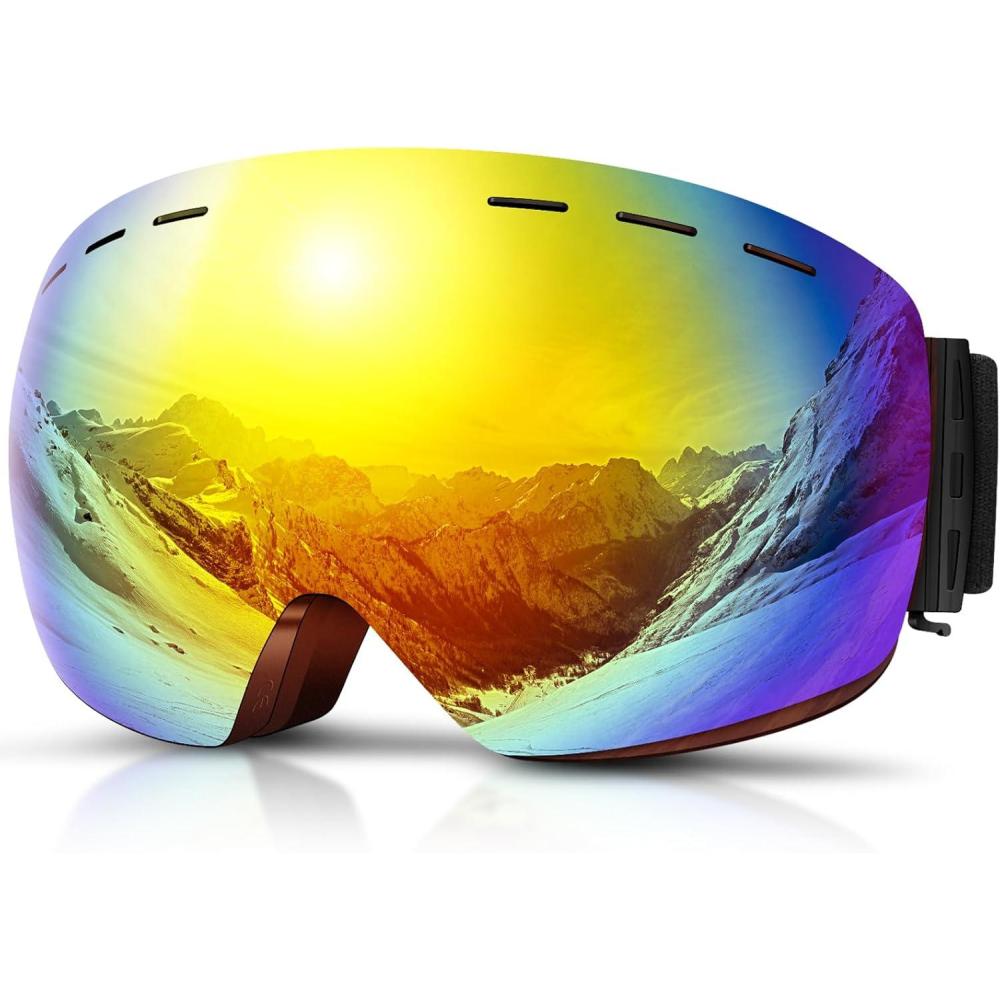 imageDADAPRO Masque de Ski Homme Lunettes de Ski Femme OTG Verre Sphrique Ultra HD ampamp Technologie AntiBue Brevete UV400 Protection Vision Plus Large Compatible avec Casque Ski GogglesOrange