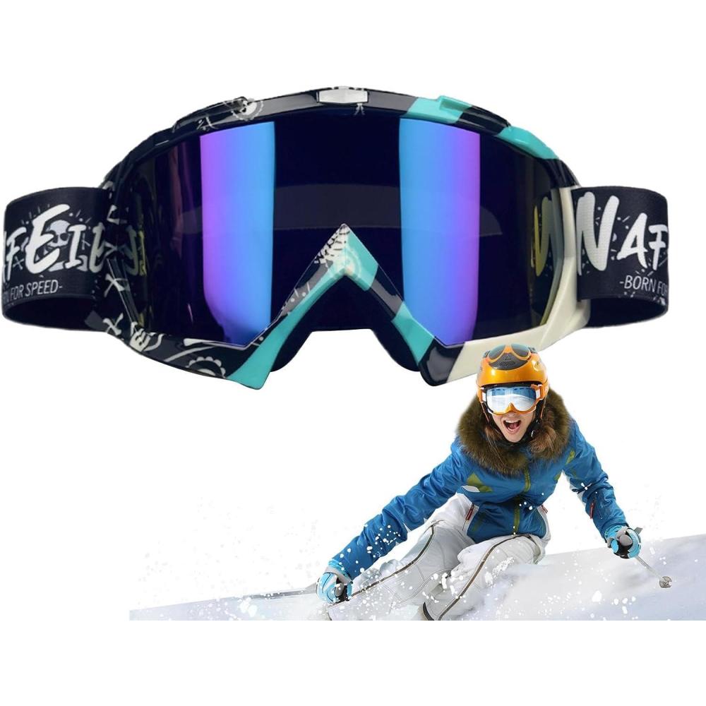 imageLunettes de snowboard antibue Masque de neige absorbant les rayons UV lunettes de ski coupevent pour un ajustement confortableVerres colors