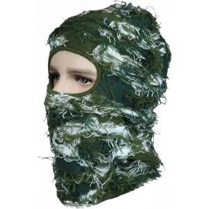 1 pièces Couverture complète Masque de Ski Chapeau Cagoule en détresse tricoté Bonnet Hommes Femmes Hiver Chaud Coupe-Vent vélo(Vert)