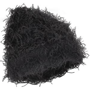 Bonnet Tricoté en Détresse, Chapeau d&rsquo;hiver Flou Unisexe Chaud Bonnet Élégant Personnalisé pour Femmes et Hommes Accessoires d&rsquo;hiver en Plein Air(Noir)