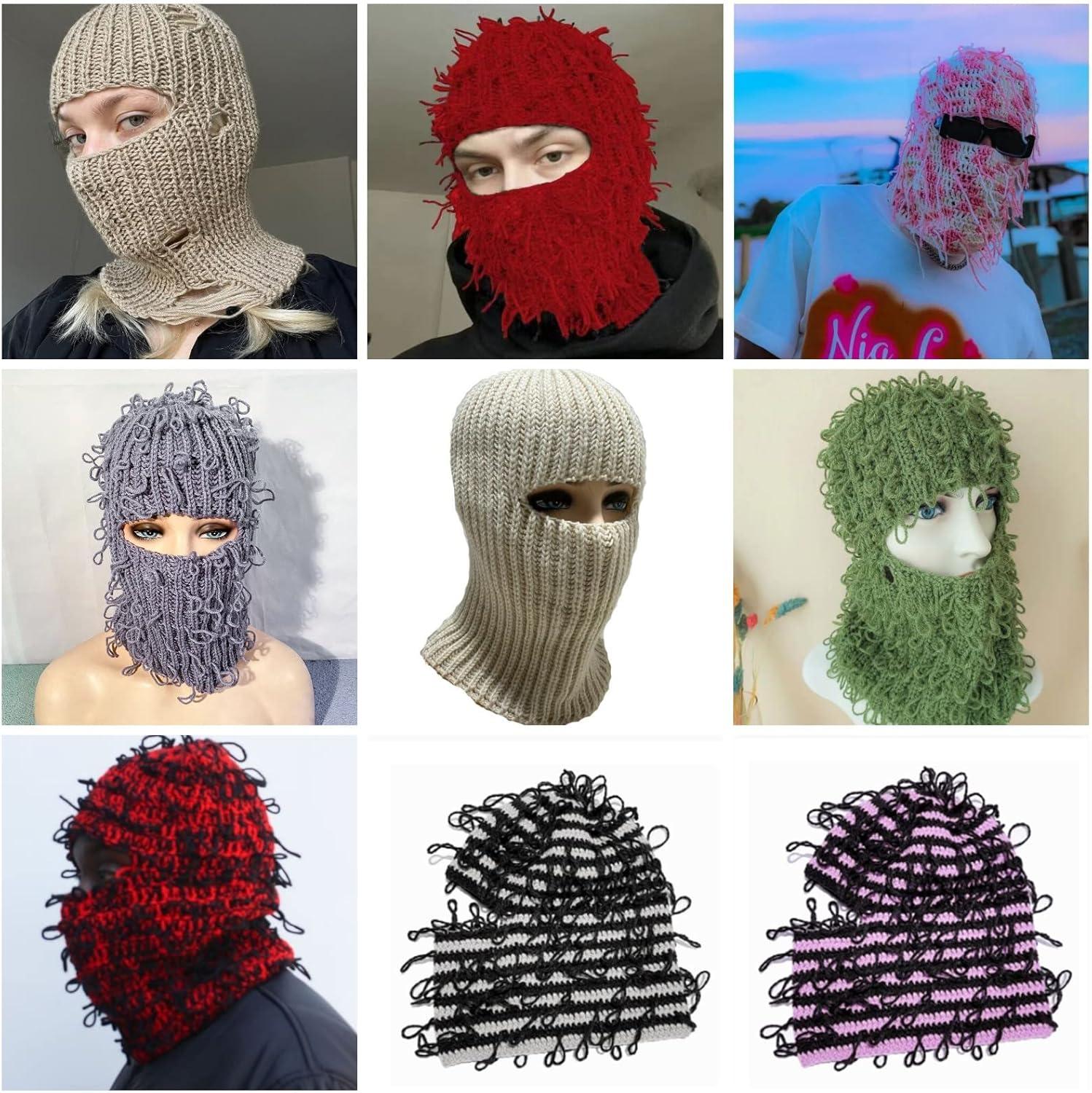imageCagoule en dtresse Tricot Masque de Ski intgral Masque de dtresse Tendance Taille Unique pour lhiver CoupeVent CacheCou pour Homme et Femme13