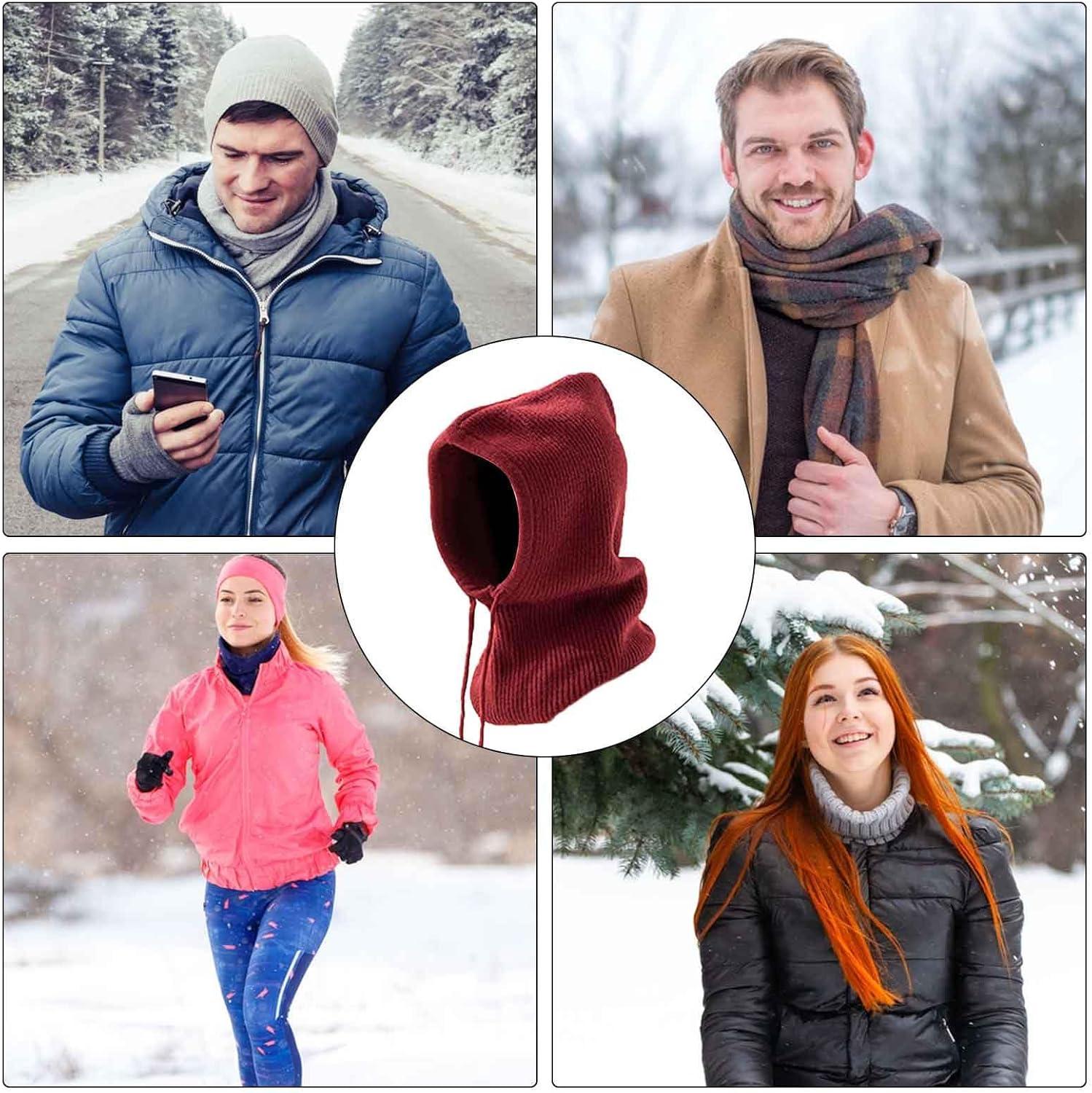 imageCouverture faciale complte de Ski dhiver Couverture de Ski CoupeVent Chapeau Bonnet en dtresse avec CacheCou tricot Extensible et Respirant pour la Course Le Patinage et Le vloBordeaux