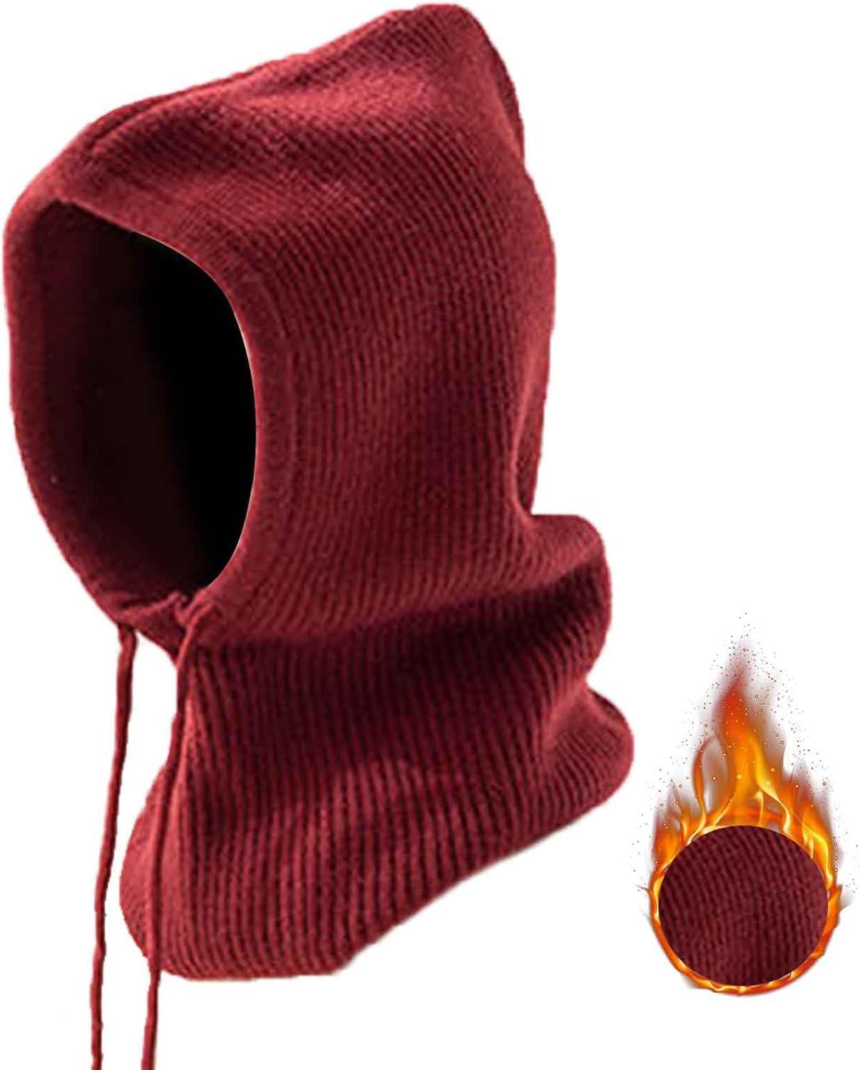 imageCouverture faciale complte de Ski dhiver Couverture de Ski CoupeVent Chapeau Bonnet en dtresse avec CacheCou tricot Extensible et Respirant pour la Course Le Patinage et Le vloBordeaux
