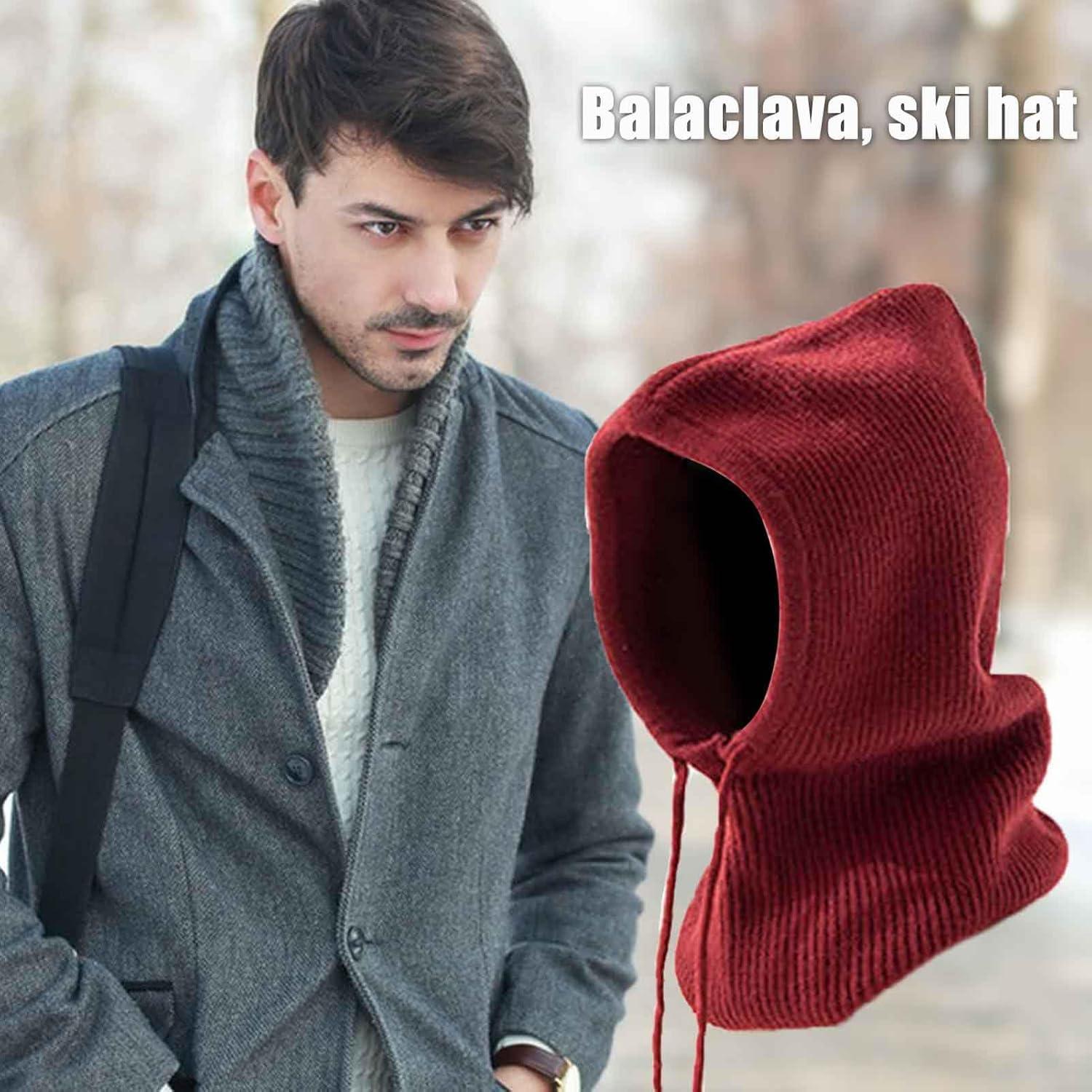 imageCouverture faciale complte de Ski dhiver Couverture de Ski CoupeVent Chapeau Bonnet en dtresse avec CacheCou tricot Extensible et Respirant pour la Course Le Patinage et Le vloBordeaux