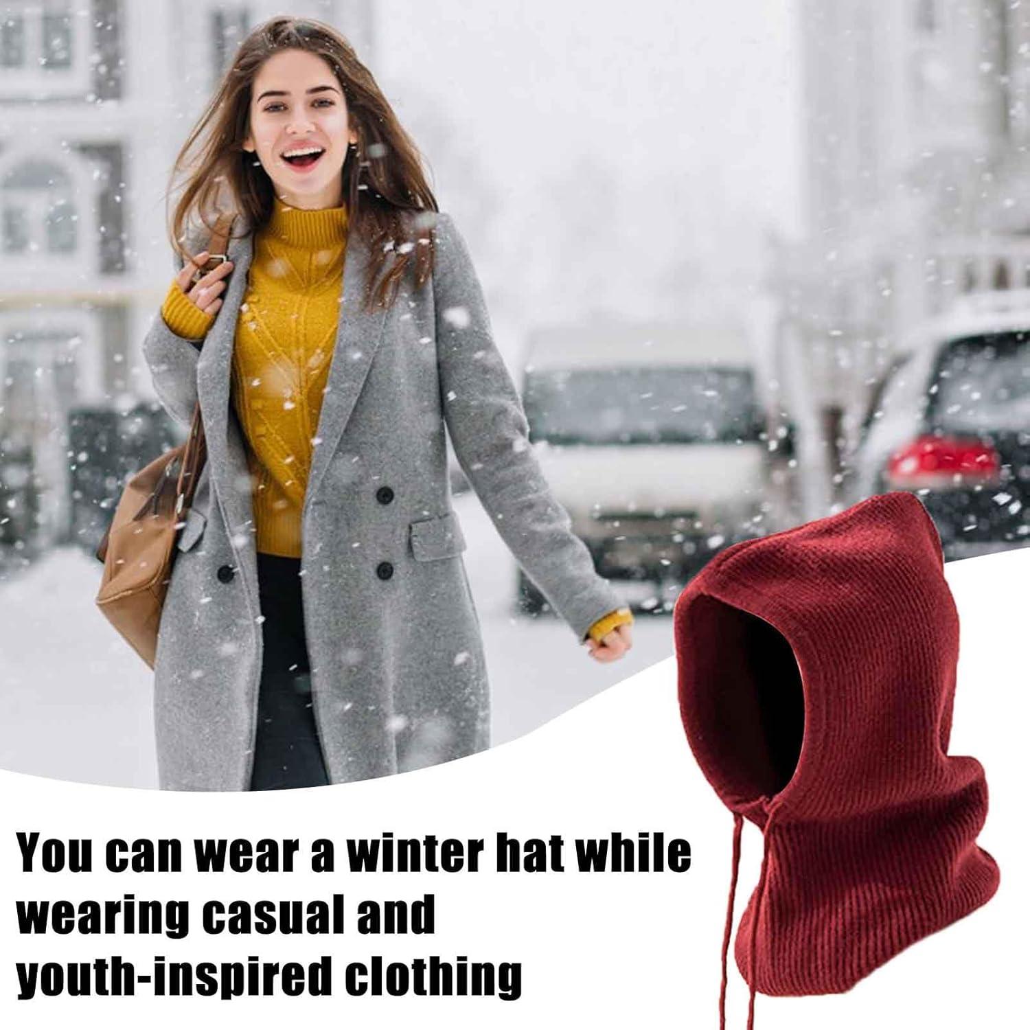 imageCouverture faciale complte de Ski dhiver Couverture de Ski CoupeVent Chapeau Bonnet en dtresse avec CacheCou tricot Extensible et Respirant pour la Course Le Patinage et Le vloBordeaux