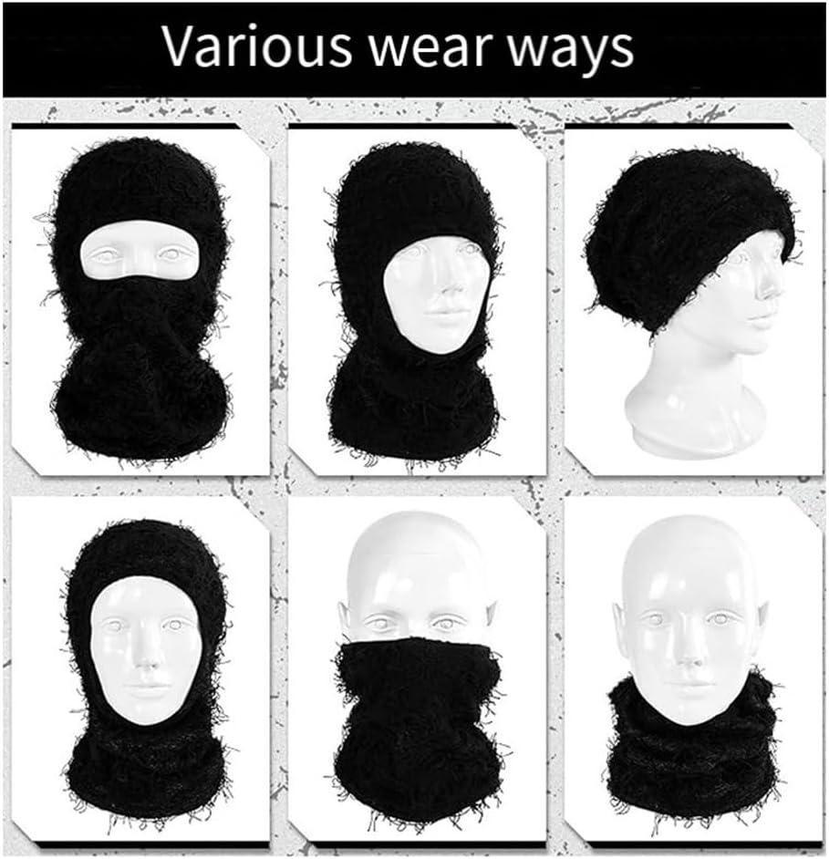 imageMasque de Ski en Dtresse Intgral Tricot Fuzzy Yeat Shiesty Masque de Dtresse pour Femmes Facile Utiliser GrisBlanc