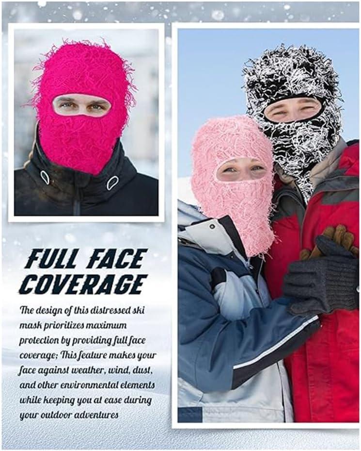 imageMasque de Ski en Dtresse Intgral Tricot Fuzzy Yeat Shiesty Masque de Dtresse pour Femmes Facile Utiliser GrisBlanc