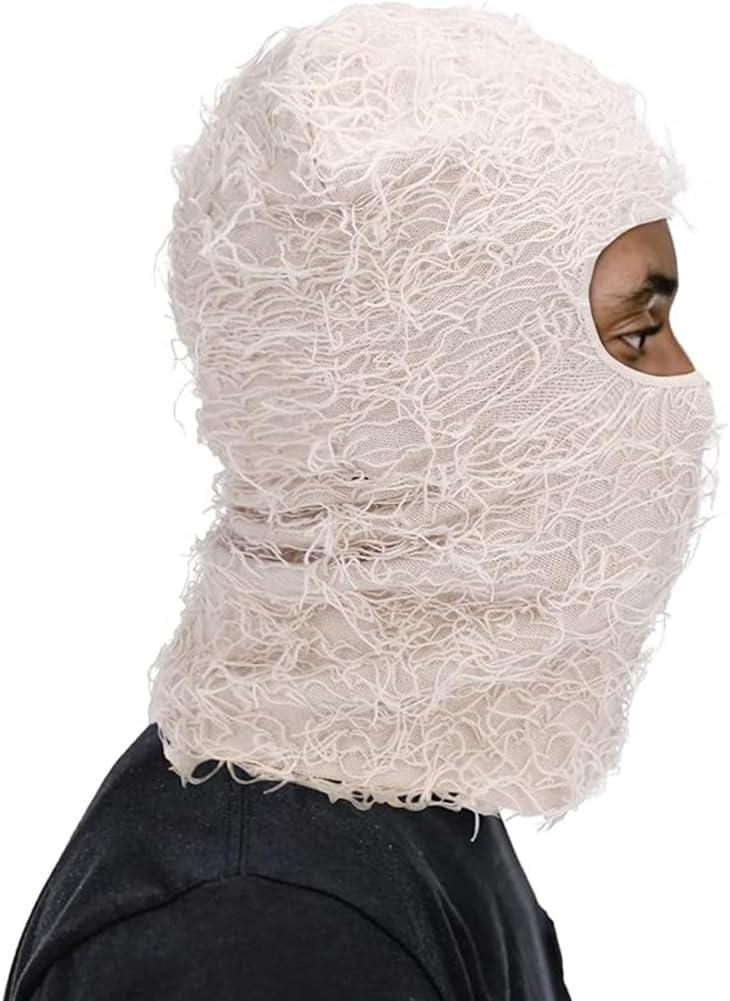 imageMasque de Ski en Dtresse Intgral Tricot Fuzzy Yeat Shiesty Masque de Dtresse pour Femmes Facile Utiliser GrisBlanc