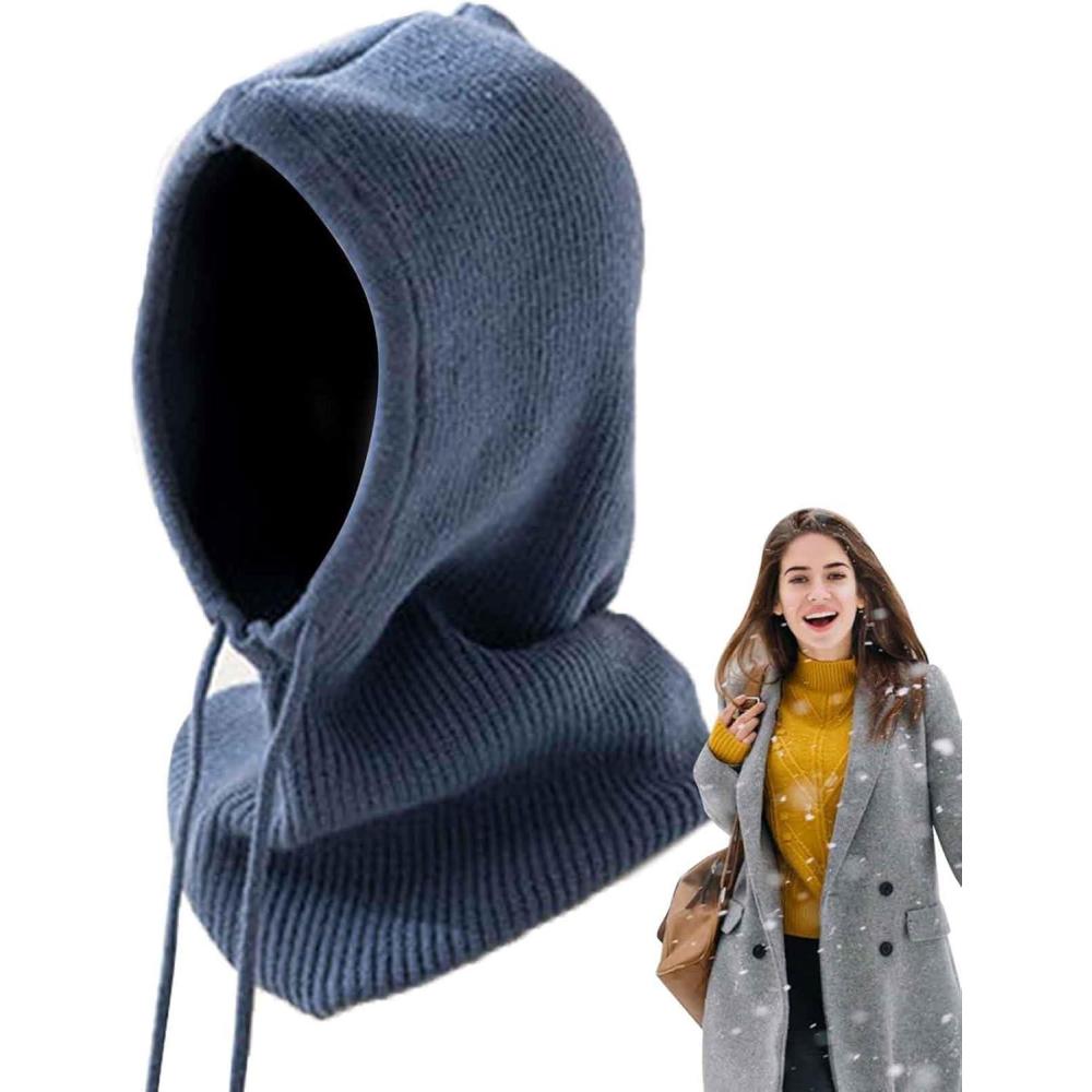 imageCouverture faciale complte de Ski dhiver Couverture de Ski CoupeVent Chapeau Bonnet en dtresse avec CacheCou tricot Extensible et Respirant pour la Course Le Patinage et Le vloBleu