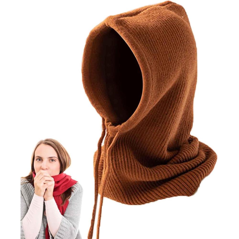 imageCouverture faciale complte de Ski dhiver Couverture de Ski CoupeVent Chapeau Bonnet en dtresse avec CacheCou tricot Extensible et Respirant pour la Course Le Patinage et Le vloCaramel