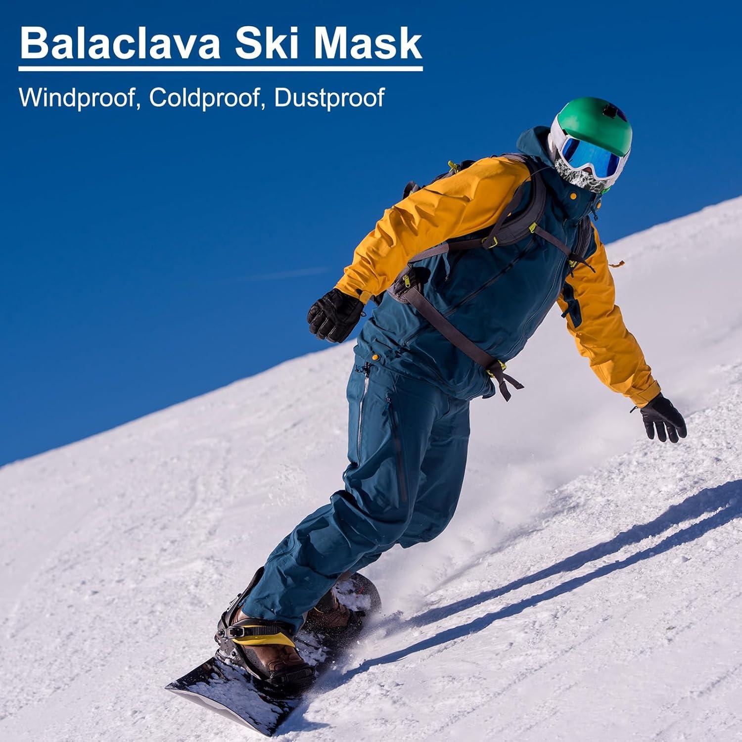 imagePATIKIL Cagoule de Ski en Dtresse Masque Facial Tricot Camouflage Balaclava CoupeVent Couverture Complte pour Femmes Hommes Sports de Plein Air Noir