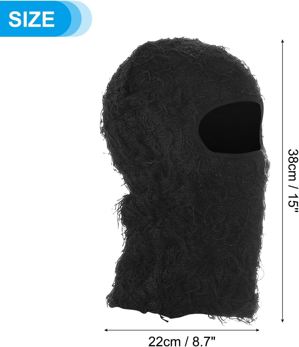 imagePATIKIL Cagoule de Ski en Dtresse Masque Facial Tricot Camouflage Balaclava CoupeVent Couverture Complte pour Femmes Hommes Sports de Plein Air Noir
